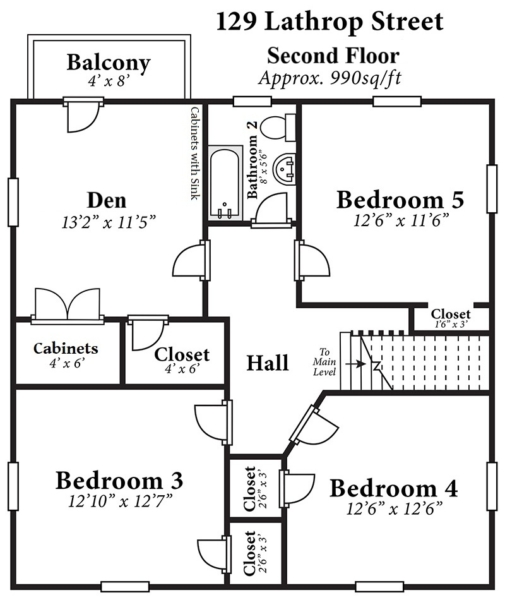 129 Lathrop Street - 2nd Floor Plan